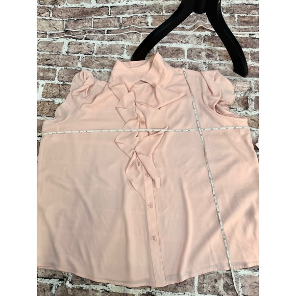 Calvin Klein Pink Ruffle Front Short Sleeve Collared Blouse Top Plus 2X NWT - Picture 10 of 12